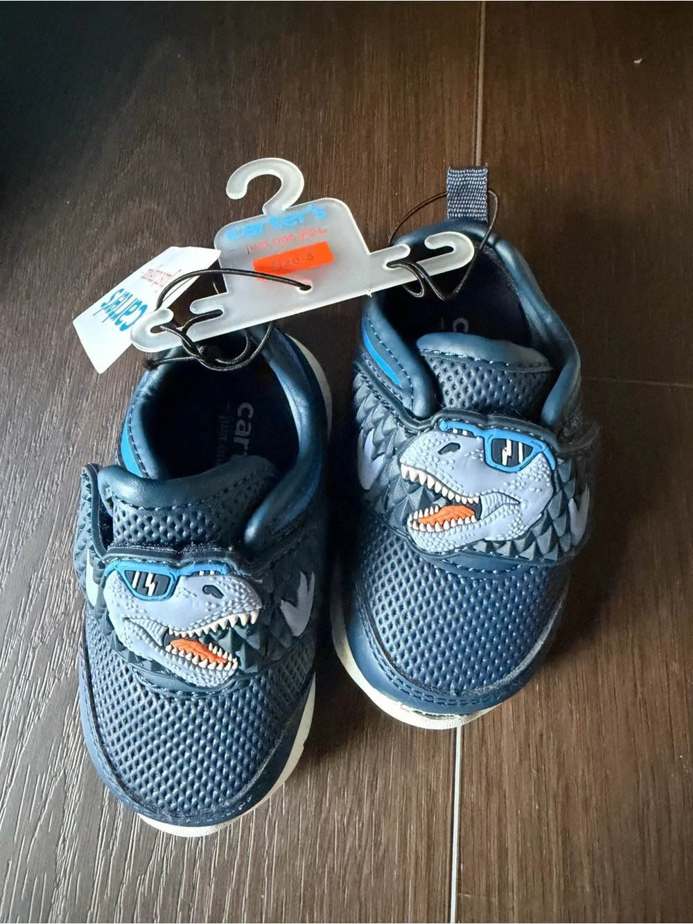 Carter's Navy Blue Dinosaur Hook-and-Loop Toddler Sneakers